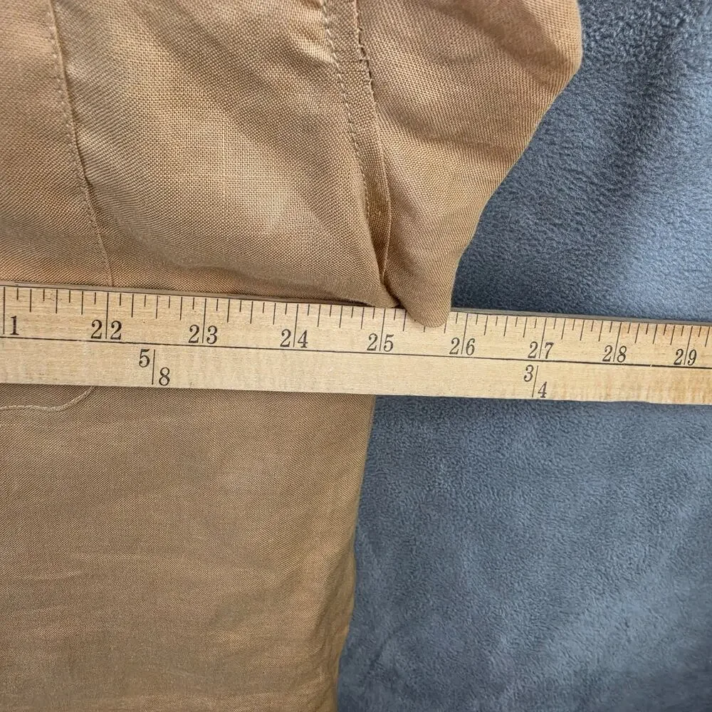 Daniel Ellissa Mens 2XL 100% Linen Camp Shirt Tan Button Up Short Sleeve Casual